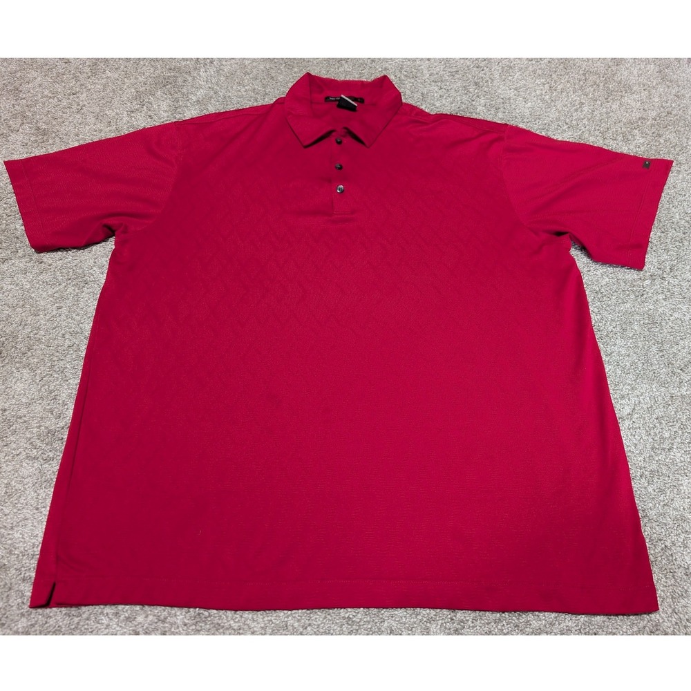 Tiger Woods Collection Polo Mens XL Red Dri-FIT Diamond Jacquard Golf Shirt
